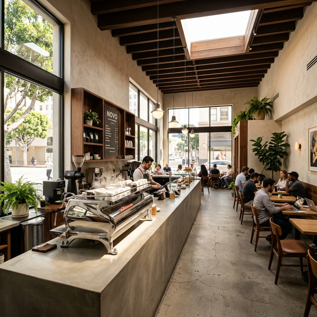 Sleek LA Coffee Shop interior